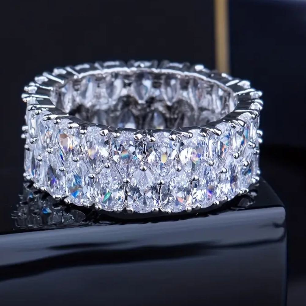#19 Silver Eternal Ring Adorned W/Zirconia Super Shiny